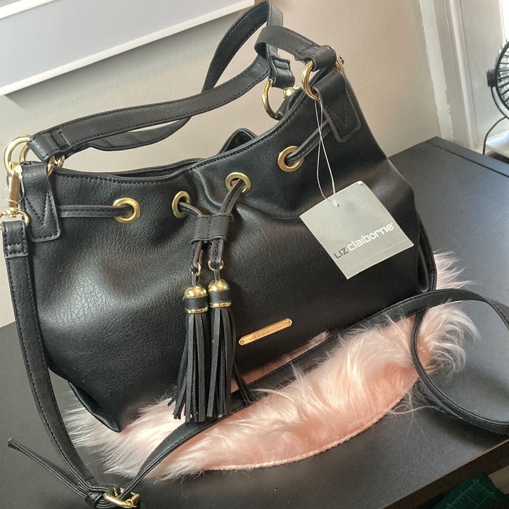 Liz Claiborne Black Leather Shoulder Bag